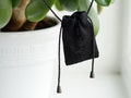 Black burlap linen necklace pouch crystal neck bag with adjustable neck strap amulet bag drawstring medicine bag Off white Breathable 2x2.5" product logo