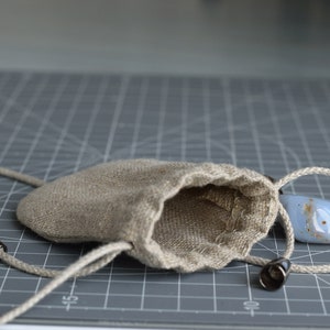 Tiny linen neck pouch bag with strap stone holder medicine bag drawstring pouch necklace mojo bag empty spell pouch 2.5 x 3 inch shaman bag image 3