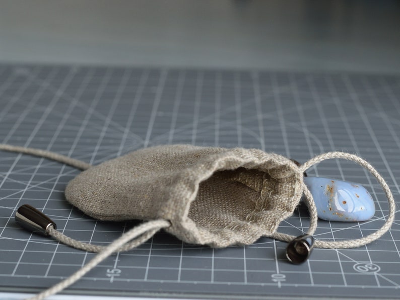 Tiny linen neck pouch bag with strap stone holder medicine bag drawstring pouch necklace mojo bag empty spell pouch 2.5 x 3 inch shaman bag image 3