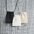 Natural medicine bag, Small necklace pouch with adjustable neck strap 2x2.5 inch / Unbleached cotton, Black or Off-white linen product logo