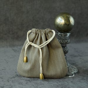 Kleiner khaki grüner Baumwollbeutel: Gefütterte Geschenktasche für Schmuck, Münzen, Gastgeschenke / 5 x 5 inch