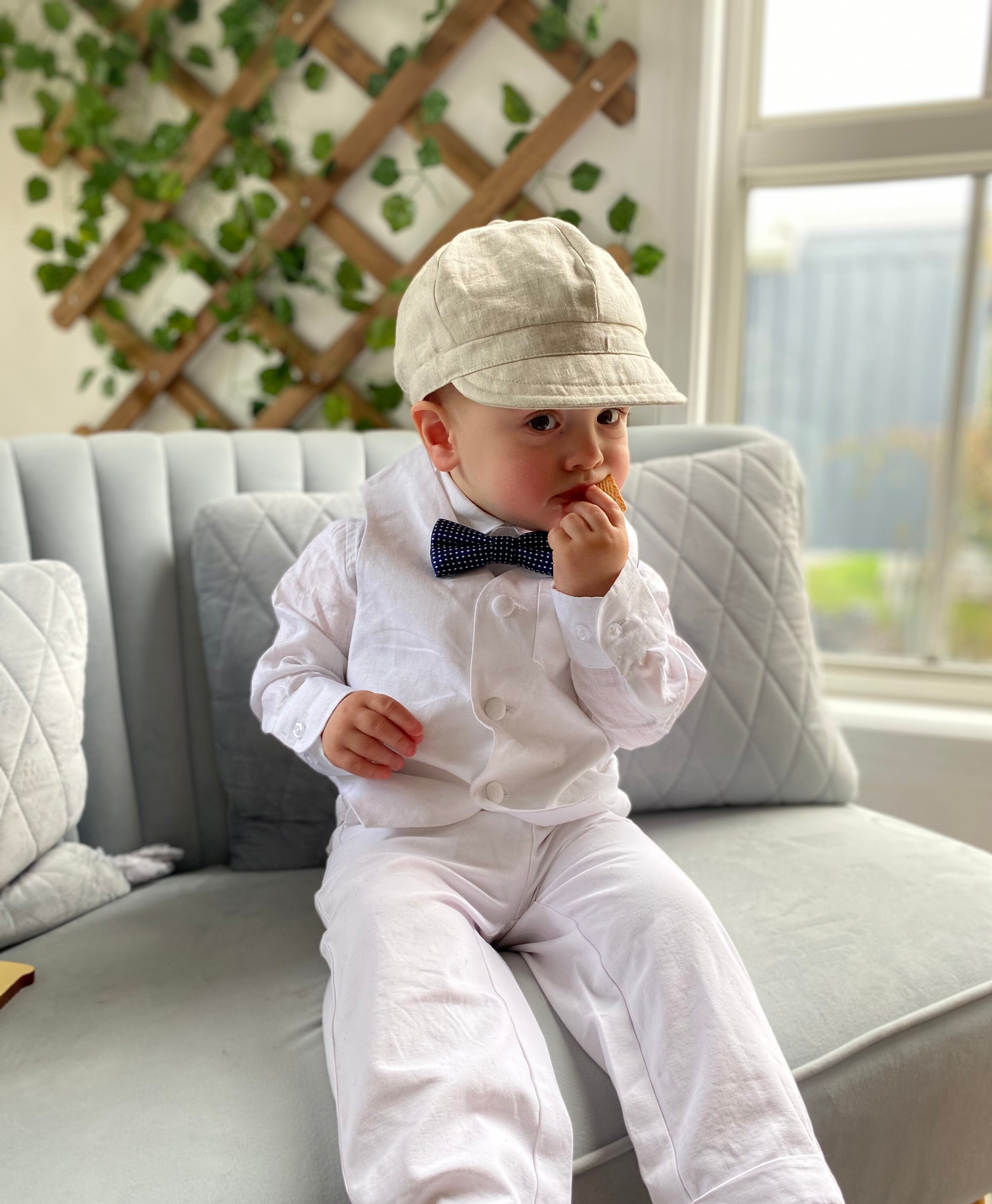 Boys Complete Baptism Suit With White Linen Shirt Vest Etsy Ireland