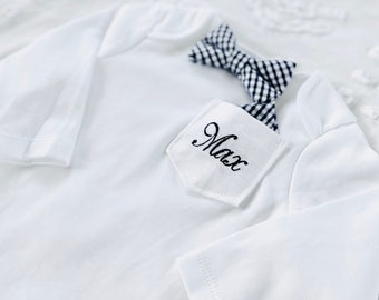 100% Organic Cotton Bodysuit With Bow tie and optional embroidery