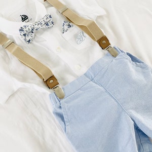 Baby and Toddler Trousers Pants or shorts in light blue chambray cotton