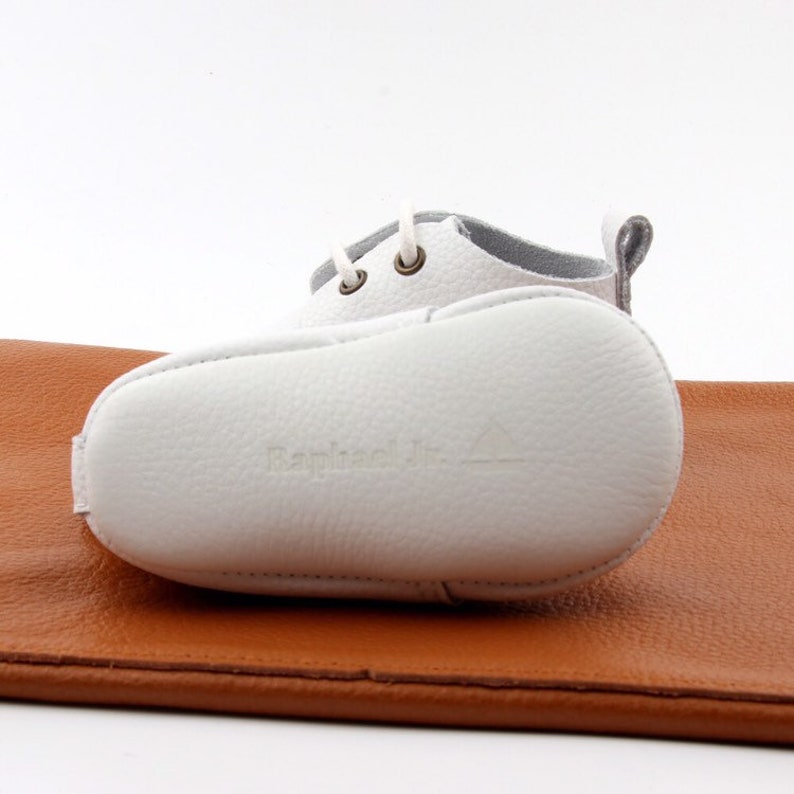 Genuine leather white baby christening baptism shoes from 0-6m to 2 years. image 3