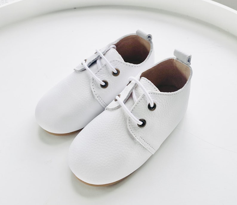 Genuine leather white baby christening baptism shoes from 0-6m to 2 years. image 2