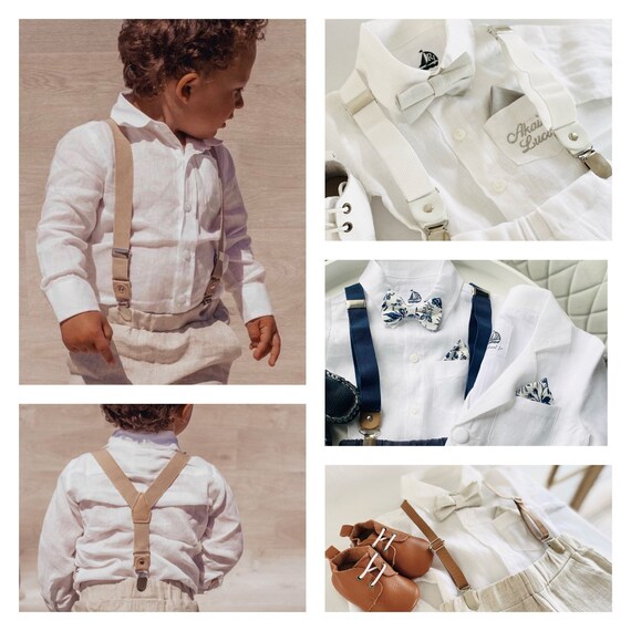 Baby and Childrens Suspenders and Bow Ties in Brown Blue Etsy Australia