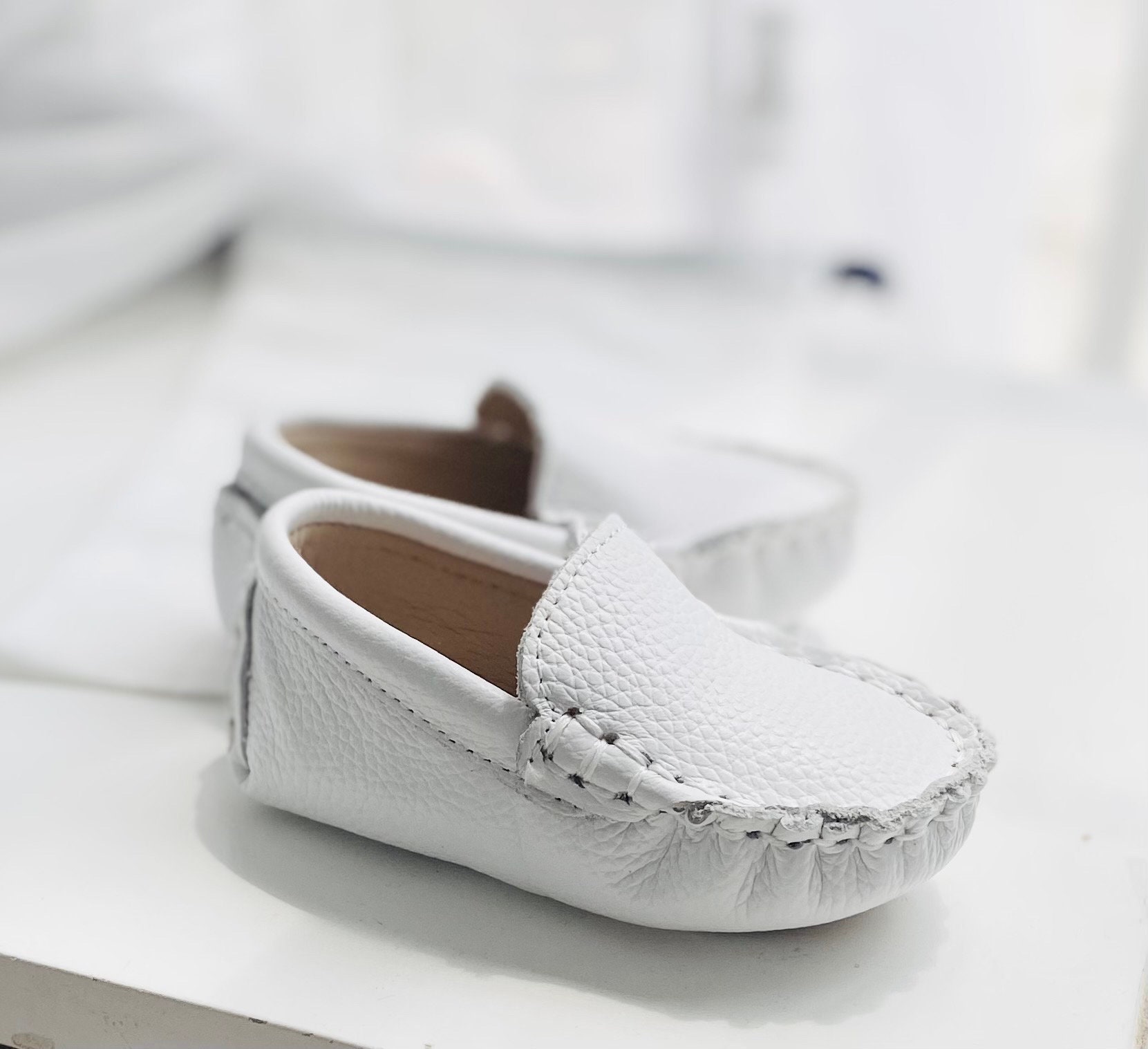 Baby boy white moccasins sale