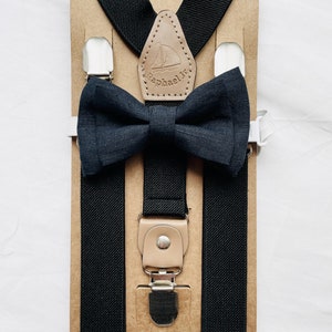Baby and childrens suspenders and bow ties In Brown, Blue, green, white, Beige, black and optional suspenders set image 9