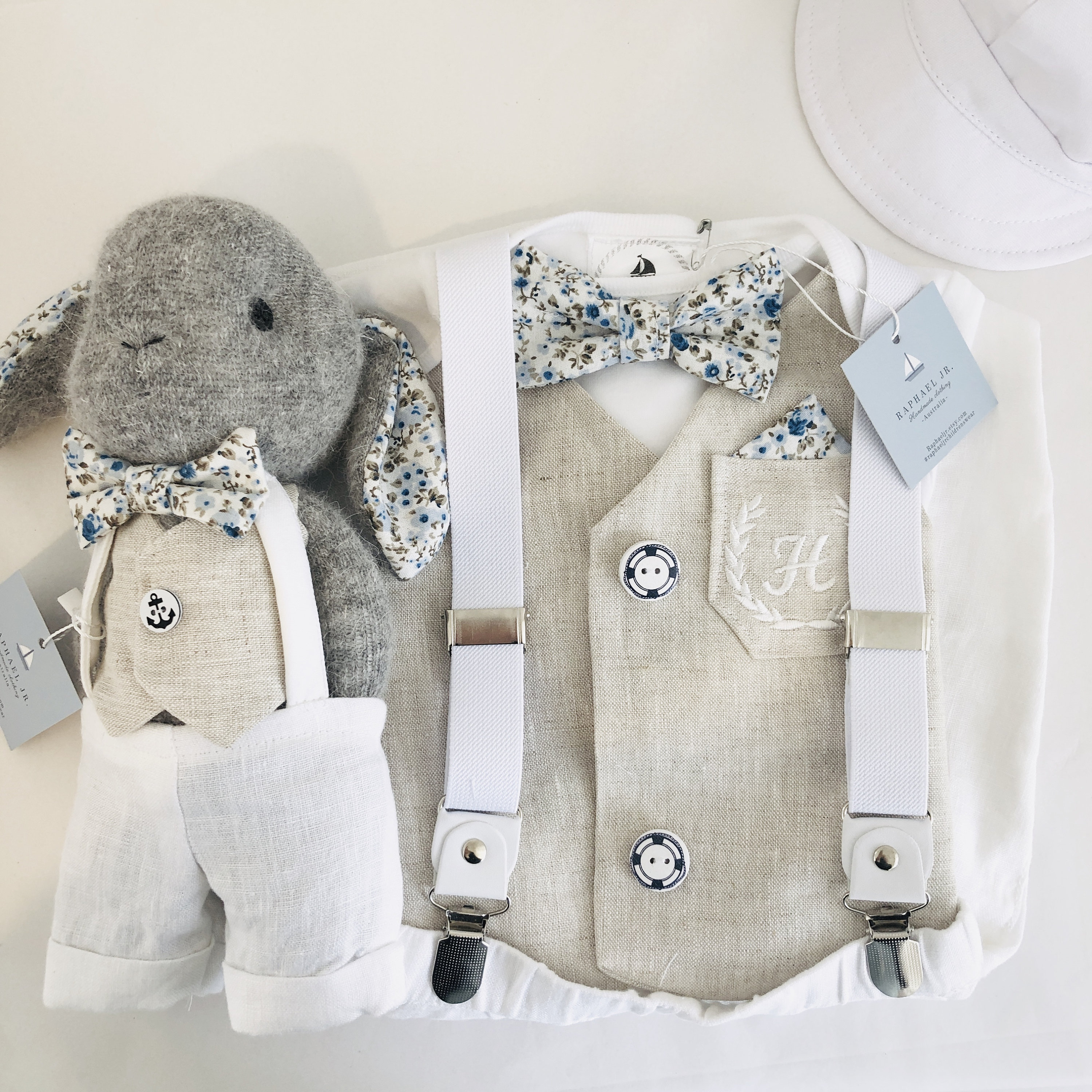 Baby boy linen and cotton winter Baptism outfit with beige Etsy