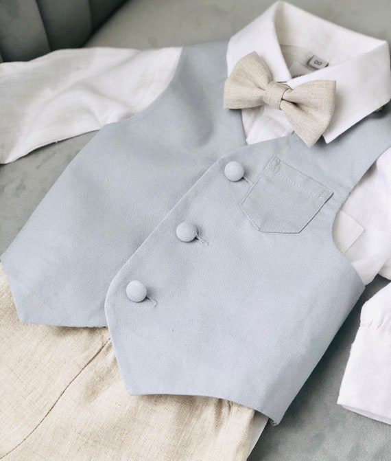 Infant Sage 100/% Linen Set Guayabera Shirt with Pockets /& Pants Sizes 12M to 24M