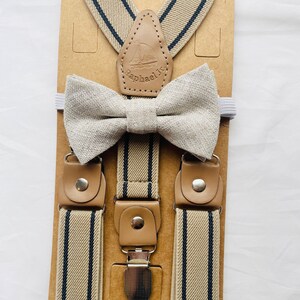 Baby and childrens suspenders and bow ties In Brown, Blue, green, white, Beige, black and optional suspenders set image 10