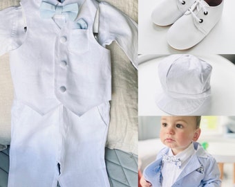 Abito Battesimo Neonato Lito Angels | Set 5 Pezzi Bianco In Raso Con Cappello - Manica Corta/Lunga - Foto 2