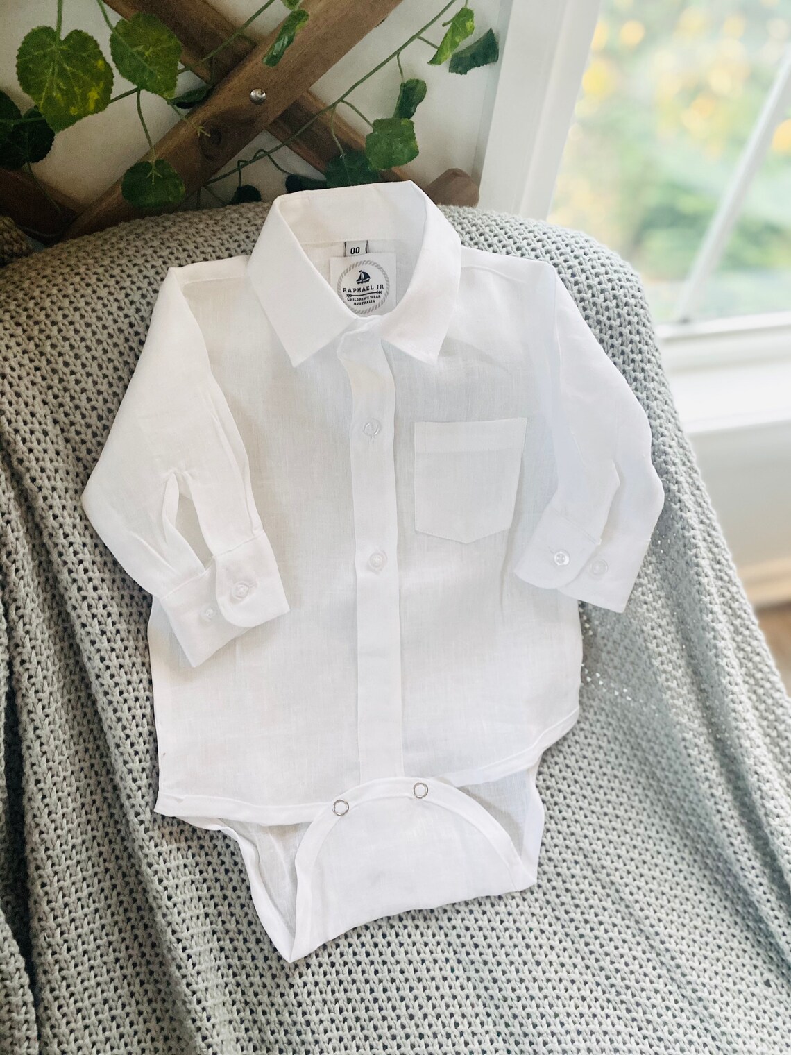 Baby boy 100 pure white linen shirt bodysuit long or short Etsy