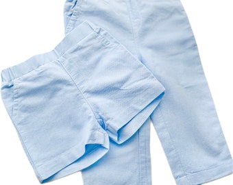 Baby and Toddler Shorts or pants trousers in blue chambray cotton