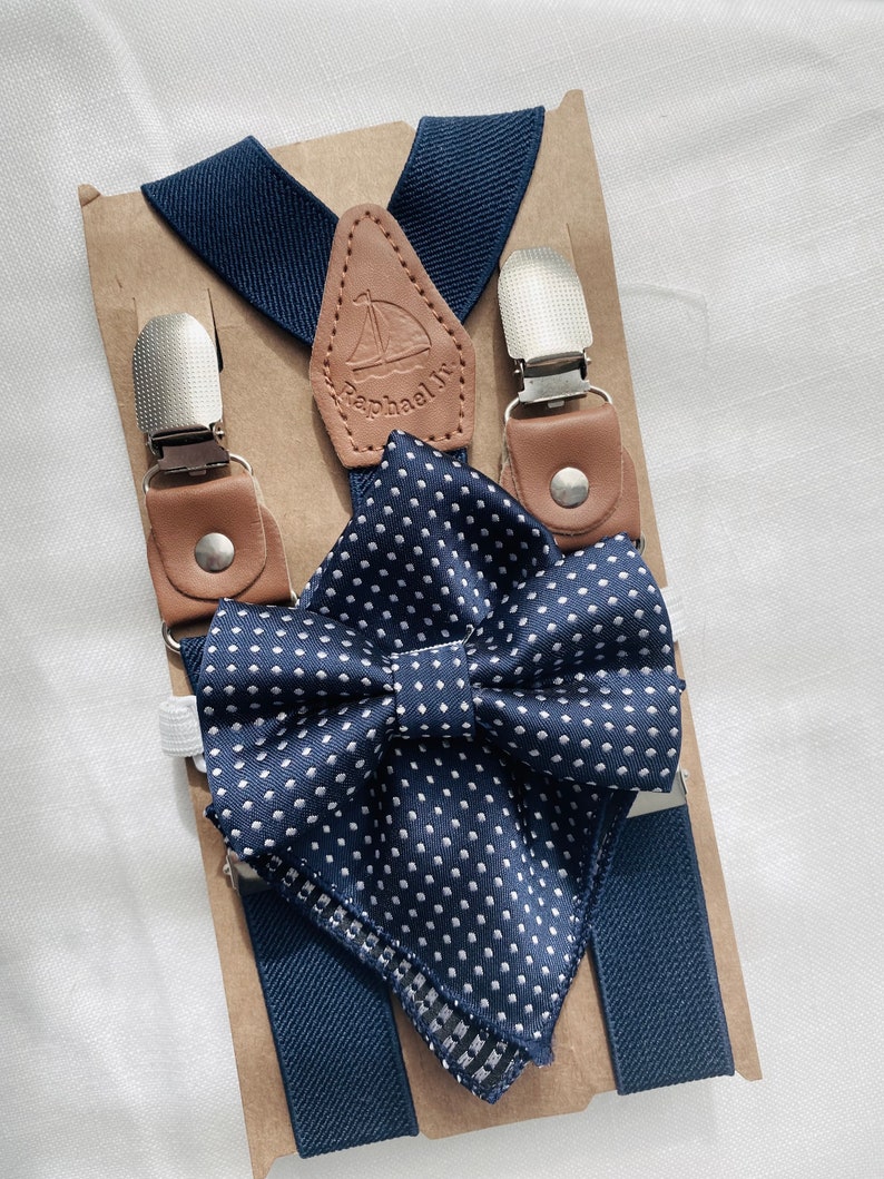 Baby and childrens suspenders and bow ties In Brown, Blue, green, white, Beige, black and optional suspenders set image 8