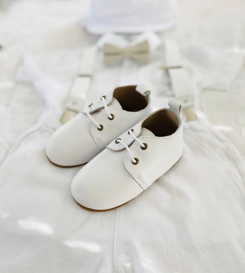 Genuine leather white baby christening baptism shoes from 0-6m to 2 years. image 5