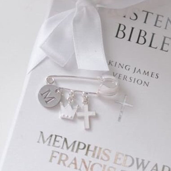 Broche souvenir personnalisée en métal argenté pour épingles de baptême