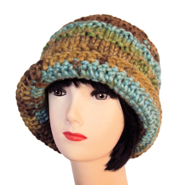 Winter Hat Women, Knit Hat, Wool Cloche, Green Hat, Downton Abbey Hats, Ladies Hats by Sue Maun