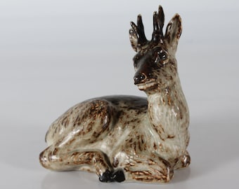 Royal Copenhagen Deer Figurine by Artist Karl Larsen Model no. 22607. Made of Stoneware with Light Brown Sung Glaze  Denmark 1975-79