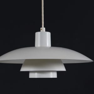 Poul Henningsen PH 4 Size 4/3 Pendant with off White Lacquer New Version. By Louis Poulsen A/S  in Denmark from the Mid-century period 1980s