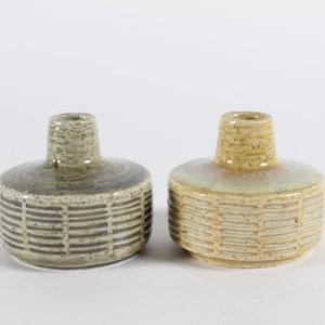 Palshus Two Small Stoneware Vases by Annelise and Per Linnemann-Schmidt Denmark. Made of Chamotte Clay with Glossy Glaze - Mid-century