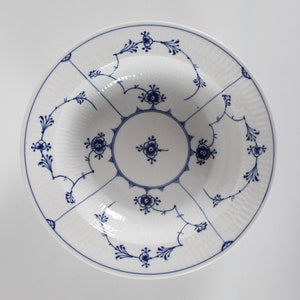 Royal Copenhagen Blue Fluted Plain Musselmalet Antique Porcelain Deep Plate. Hand-painted in Copenhagen Denmark ca. 1850-70