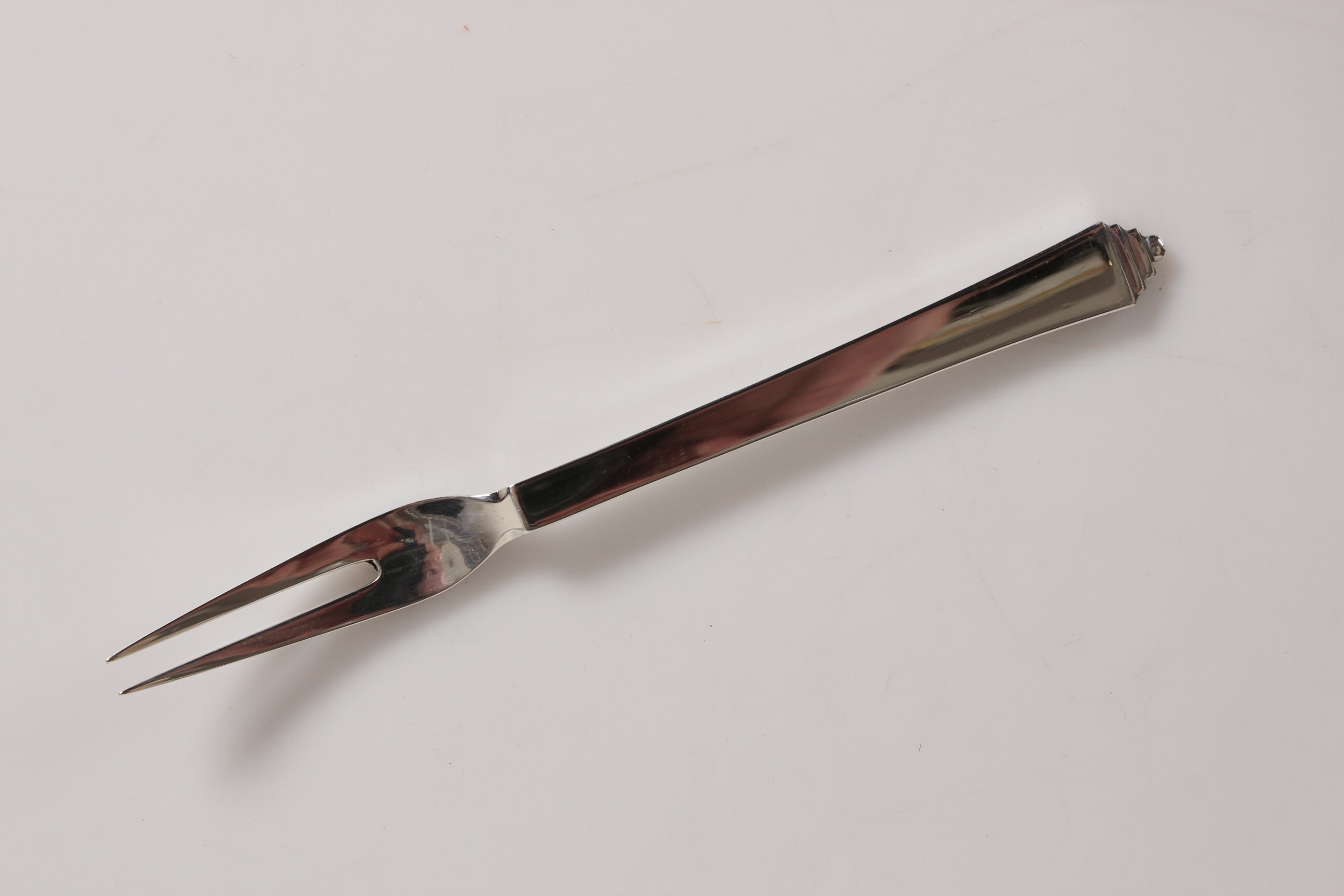 Danish Georg Jensen Art Deco Pyramid Sterling Silver Cutlery by Harald Nielsen 1927. Serving Fork 17.5 cm. Stamp from the period 1945-52