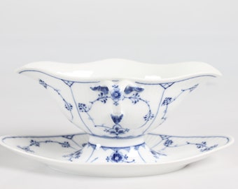 【未使用】ロイヤルコペンハーゲン ブルーフルッテッド ハーフレース ソースボート ROYAL COPENHAGEN - ロイヤルコペンハーゲン ブルーフルーテッド