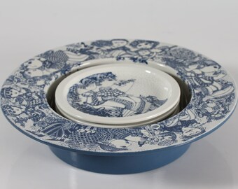 Grote Bjørn Wiinblad Lunchset Ø 38 cm "Frokost i det grønne" Kom + Zes Lunchborden no 3590 van Nymølle Denemarken - Deens Midden van de eeuw