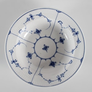 Royal Copenhagen Blue Fluted Plain Musselmalet Antique Porcelain Deep Plate. Hand-painted in Copenhagen Denmark ca. 1850-70