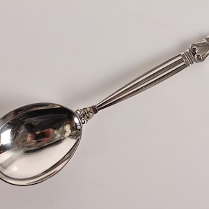 Danish Georg Jensen Art Nouveau Acorn Sterling Silver Cutlery by Johan Rode 1915. Serving Spoon 20 cm. With Stamp From the period after 1945