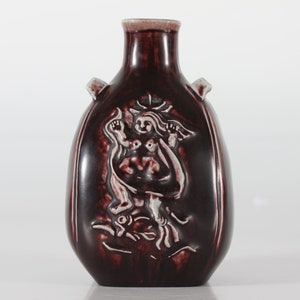Royal Copenhagen and Bode Willumsen Stoneware Vase with Oxblood Glaze Model no. 20148 - Denmark 1953
