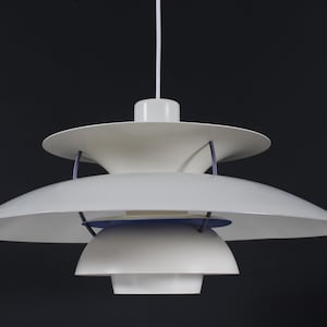 Poul Henningsen PH 5 Pendant Light Old Version with Off-white Shades. Made by Louis Poulsen A/S Made in Denmark in the Mid-century Period