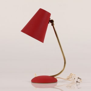 Vintage Bedlamp or Desklamp by EWÅ Sweden in Svend Aage Holm Sørensen style made of metal with red lacquer. Mid century Lighting 1950s