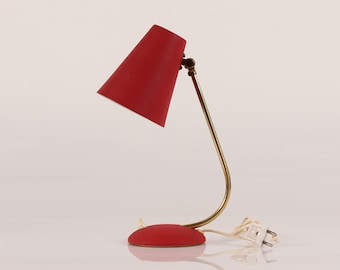 Vintage Bedlamp or Desklamp by EWÅ Sweden in Svend Aage Holm Sørensen style made of metal with red lacquer. Mid century Lighting 1950s