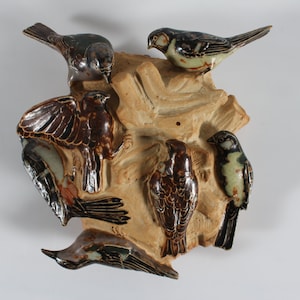 Mogens Bøgild Stoneware Relief with Sparrows model no. 179. Made by Danish Bing & Grøndahl in the 1970s - H 17 cm - Denmark Mid-century