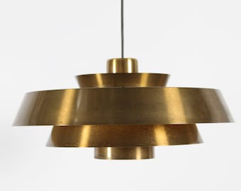 Jo Hammerborg NOVA Pendant/Ceiling Light of Patinated Brass. It's designed in 1963 and made by Fog and Mørup in Denmark in the 1970s