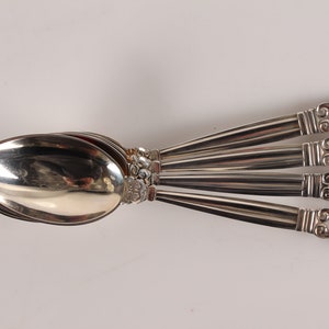 Danish Georg Jensen Art Nouveau Acorn Silver 830s Cutlery by Johan Rode 1915. Soup Spoons 20,2 cm. With Stamp from 1930