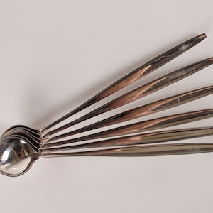 Danish Georg Jensen Cypres Sterling Silver by Tias Eckhoff designed in 1952. Cocktail Spoons L 18,5 cm.