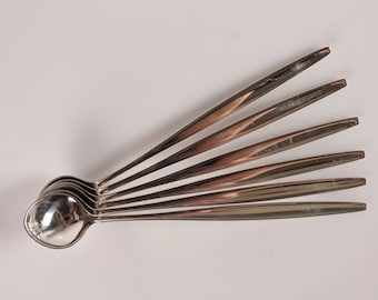 Dänischer Georg Jensen Cypres Sterling Silber von Tias Eckhoff entworfen 1952. Cocktaillöffel L 18,5 cm.