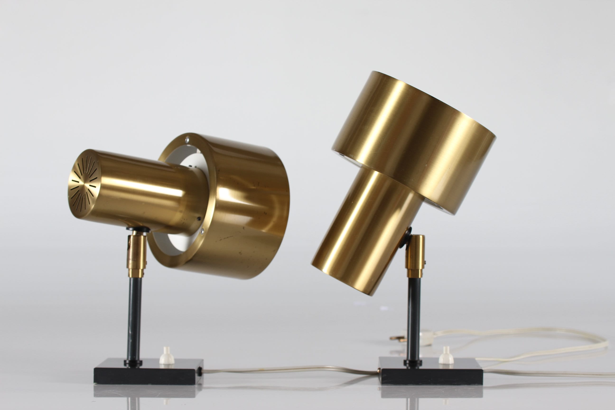Danish Jo Hammerborg Pair of CORDA Bedroom Wall Lights of Brass Designed in 1967 - Made by Fog and Mørup in Denmark Mid-century