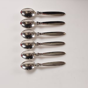 Danish Georg Jensen Art Deco Cactus Sterling Silver by Gundroph Albertus in 1930. Coffee Spoons L 10.5 cm. Stamp from the period 1930-45