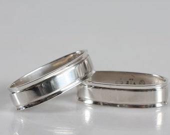 Danish Georg Jensen Art Deco Pyramid Sterling Silver Cutlery by Harald Nielsen 1927. 1 Napkin Ring. Stamp from the the period after 1945