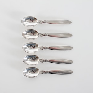Danish Georg Jensen Art Deco Cactus Sterling Silver by Gundroph Albertus in 1930. Tea Spoons L 12.3 cm. With Stamp from the period 1930-45