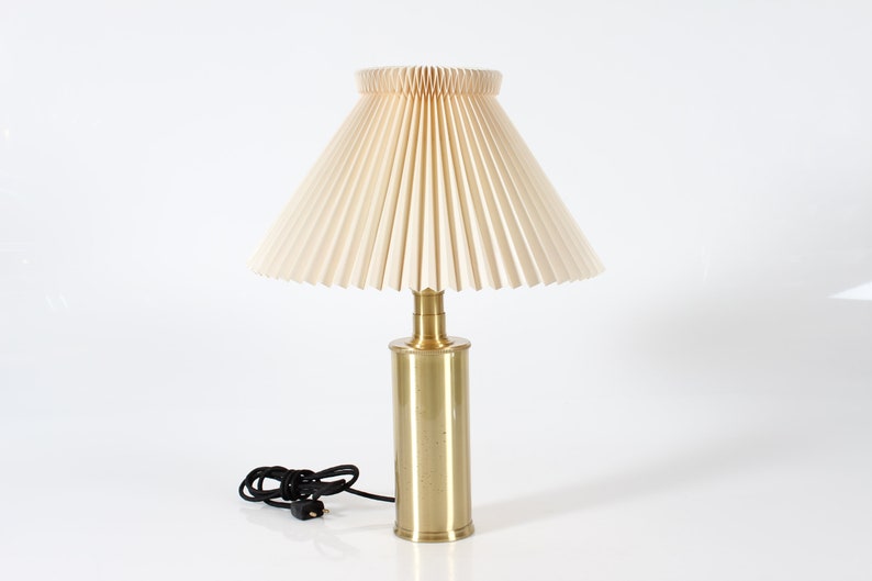 Le Klint Telescopic Table Lamp model 344 of Brass Designed by Biilmann-Petersen with Original Le Klint Lamp Shade. Made in Denmark image 1