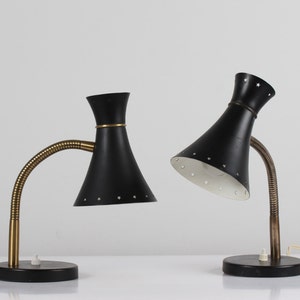 Danish retro Bedlamps in Svend Aage Holm Sørensen,  Paavo Tynell and Italian Stilnovo style made of metal with black lacquer. Denmark 1960s