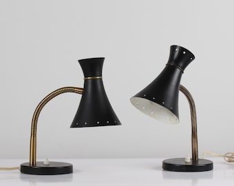 Danish retro Bedlamps in Svend Aage Holm Sørensen,  Paavo Tynell and Italian Stilnovo style made of metal with black lacquer. Denmark 1960s