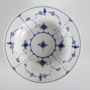 Royal Copenhagen Blue Fluted Plain Musselmalet Antique Porcelain Deep Plate. Hand-painted in Copenhagen Denmark ca. 1850-70