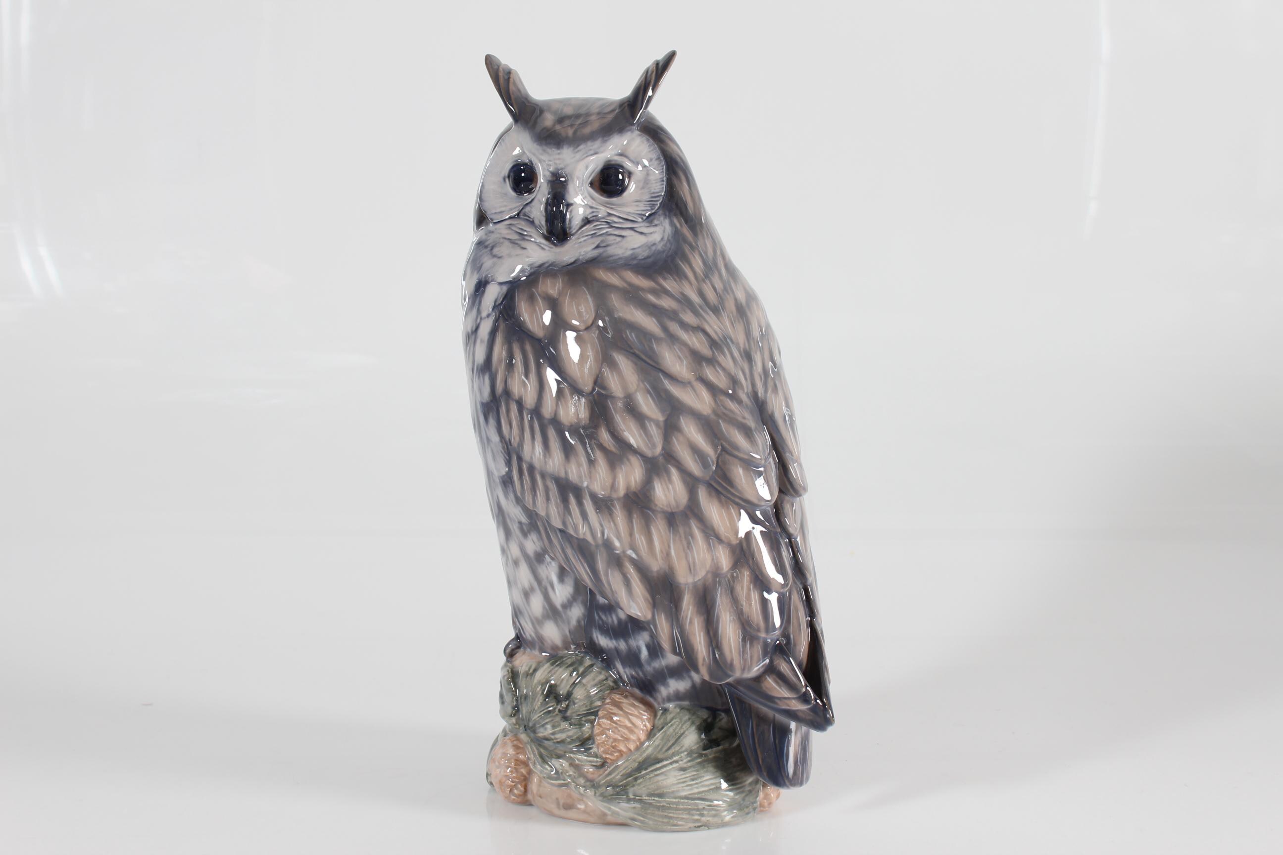 Royal Copenhagen Horned Owl 1331 by Peter Herold. Handpainted in Copenhagen, Denmark